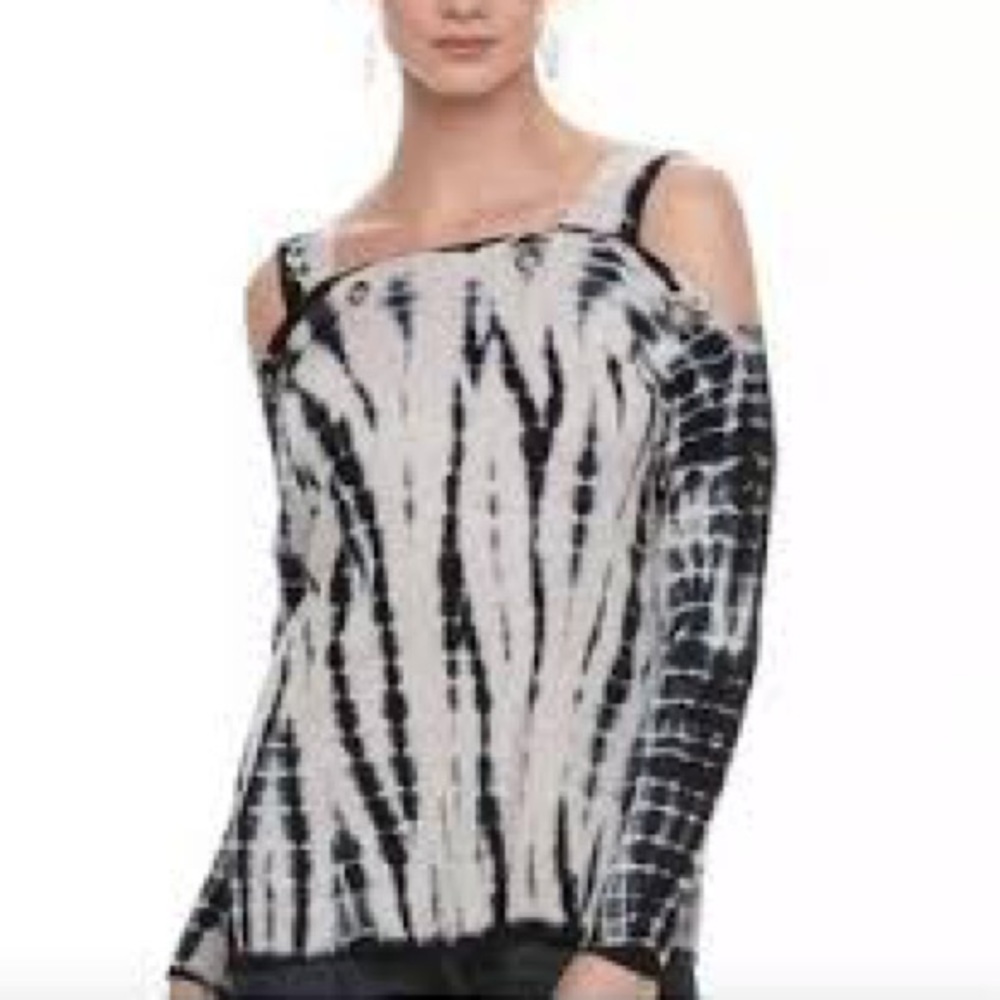ROCK & REPUBLIC | Tie Dye Cold Shoulder Top | XS